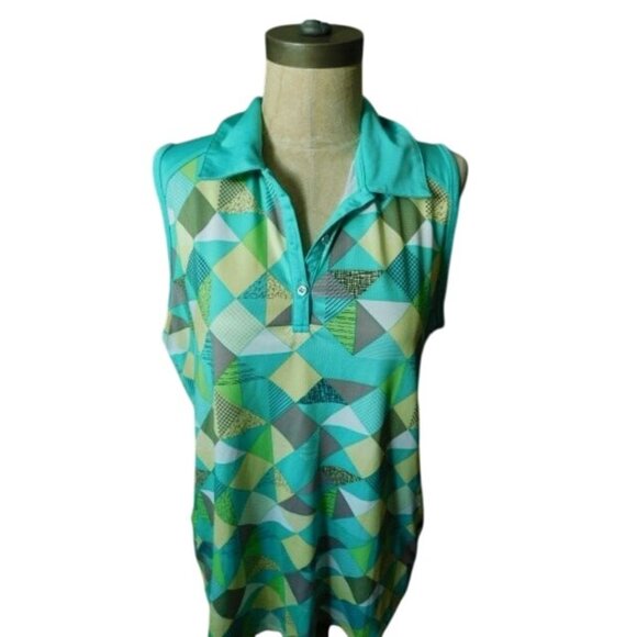 Bette & Court Size L Large Argyle Print Collared Golf Sporty Activewear Top - Picture 1 of 3